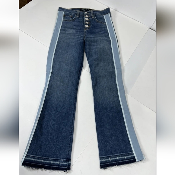 Veronica Beard Jeans Carolyn Baby Boot High Rise Size 25 0 Tuxedo Stripe Denim - Picture 6 of 8